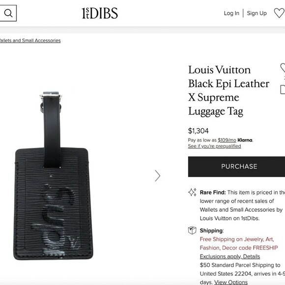 Louis Vuitton x Supreme LIMITED EDITION Black Epi Leather Luggage Tag Hypebeast - Picture 8 of 15